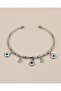 Marvessa Adjustable Evil Eye Beaded Charm Handcuff Bracelet
