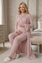 Women's Powder Lace New Season Special Design Long Sleeve 3-Piece Maternity Pajama Set with Dressing Gown - 7