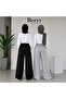 Double Black and Gray Sweatpants - Wide Leg High Waist - 5