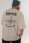 Sparta Gym Oversize Back Printed Beige T-Shirt 100% Cotton Streetwear Premium Comfortable Fit - 7