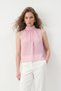 Pink Halter Neck Polka Dot Chiffon Blouse 2932