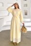 Robadan Gathered Waist Tie Casual Dress Yellow 9465-E - 3