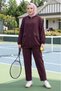 Hooded Zipper Detailed Casual Double Set in Plum