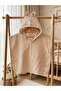 Double Layer Organic Fabric Cute Hooded Muslin Poncho with Ears - Beige - 3