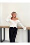 Women's White Madonna Collar Ruffle Detailed Blouse - 5