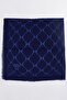 Women's Navy Blue Geometric Patterned Flared Twill Scarf - 2