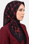 Women's Black Red Geometric Patterned Flared Twill Scarf