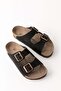 Unisex Black Soft Pad Sole Double Strap Buckle Daily Comfortable Summer Home & Outdoor Slippers