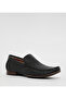 Plain Black Leather Loafers Shoes