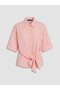 Lcw Vision Pink Belted Striped Women's Shirt - 5