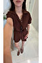 Siltres Coffee Short Sleeve Belted Shorts Jumpsuit - 2
