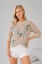Women's Boat Neck Openwork Casual Knitwear Blouse 8258 - 3