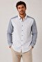 Slim Fit Long Sleeve Linen Lycra Double Pattern Pocketless Gift Boxed Men's Shirt Fs-004577 - Navy Blue