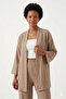 Premium Wrinkled Fabric Casual Cut Kimono Jacket Double Set - 2