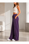 Women's Star Stone Wide Leg High Waist Loose Cut Pocketed Trousers Style Sweatpants - 3