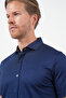 Navy Blue Italian Collar Short Sleeve Pocketless Slim Fit Cotton Shirt 1004260158 - 4