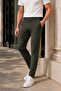 Men's Dark Green Slim Fit Lycra Side Pocket Ankle Length Plain Fabric Trousers - 2