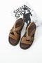 Veyron Women's Genuine Leather Sandals with Gold Buckle and Light Sole, Tan Suede - 4