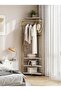 Corner Coat Rack with Storage, Entryway Hall Tree with Bench and 180cm, Freestanding Clothes Rack Shoes Shelf Organizer for Home Office Bedroom, Rustic Brown - 5