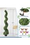 2 Pack 5 ft Artificial Boxwood Spiral Topiary Trees, Faux Outdoor Plants, Lifelike All-Season Evergreen, No Maintenance Fake Potted Greenery for Front Porch, Garden, Indoor Home Decor - 6