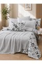 Gray Color Double 5-Piece Piqued Duvet Cover Set 100% Cotton Boxed Set