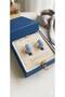 Blue Marble Pattern Gold Steel Earrings Waterproof Modern Women's Earrings - 5