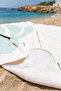 Minimalist Tropical Leaf White Beach Towel - Mediterranean Blue Pool Sea Bath Beach Coverlet - 5
