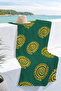 Green and Yellow Beach Towel with Sun Figure - Bohemian Tropical Spiral Motif Quick-Drying Microfiber Towel - 6