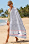 Striped Marine Anchor Beach Towel - Navy Blue White Nautical Style Quick Drying Microfiber Towel Coverlet - 6