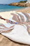 Palm Tropical Beach Towel - Bohemian Mediterranean Beige Blue Pool Sea Quick Drying Microfiber Towel - 3
