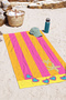 Striped Starfish Heart Figured Girl's Beach Towel - Tropical Pink Yellow Bath Beach Coverlet - 6