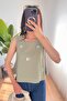 Daisy Bead Embroidered Thick Strap Khaki Blouse - 3