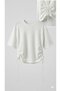 White Oversize T-Shirt with Gathered Sides, Loose Wide Cut, Soft Wrinkled Fabric for Women