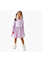 Collar Long Sleeves Dress with Logo Print - 2