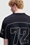 Miro Oversize Crew Neck Appliqué Embroidered 100% Polyester Men's Black T-Shirt - 6