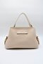 Women's Cream Crossbody Hand and Shoulder Bag with Internal Pocket, Front Accessory and Belt Detail - 2
