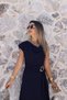 Navy Blue Belt Detail Buckle Dress - 2