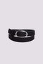 Women's Oval Silver Buckle 110 cm Standard Black Women's Belt