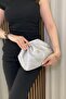 Women's Gray Satin Bag - Long Strap Daily and Evening Dress Bag - 3