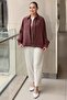 Front Pleated Detailed Zippered Advertized Sleeve Lined Bomber Jacket - 5