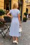 Women's Baby Blue Polka Dot Elastic Waist Tie Dress Arm-26Y001121 - 2