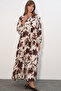 Women's Lilyum Fabric Long Hijab Dress 2593 - Milky Coffee - 2