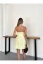 Women's Yellow Square Neck Backless Summer Dress - 7