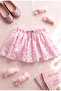 Pink Sequined 3D Romantic Lace Tutu Skirt with Buckle Gift - 2