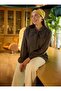 Large Size Tunic with Scarf Tie Detail at the Collar and Modal Fabric - Anthracite - - 7