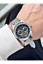 Automatic Mechanism Silver-Navy Blue Color Steel Cord Men Wristwatch 4416Mr - 3