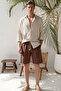 Lightweight and Comfortable Wide-Legged Muslin Shorts - Brown - 6