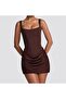 Bodysuit Form Mini Elbise – KAHVE - 3