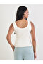 Cream Fitted Embroidered 100% Cotton Tank - 5