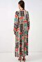 Women's Shirt Collar Authentic Patterned Viscose Dark Brown Hijab Dress - 7